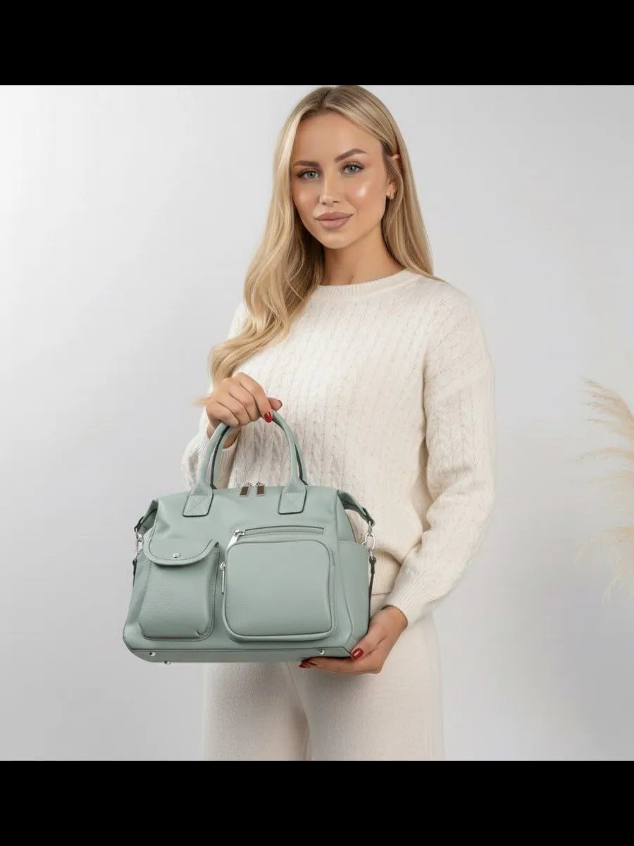 Сумка багет A&U BAGS натуральная кожа зеленый купить,NaN