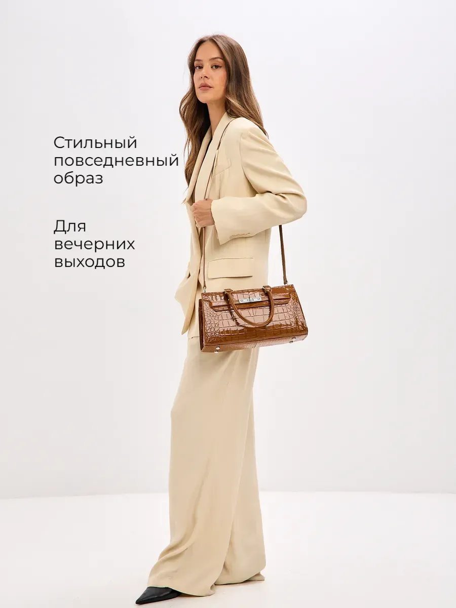 Сумка тоут Lady's Guns натуральная кожа коричневый купить,NaN