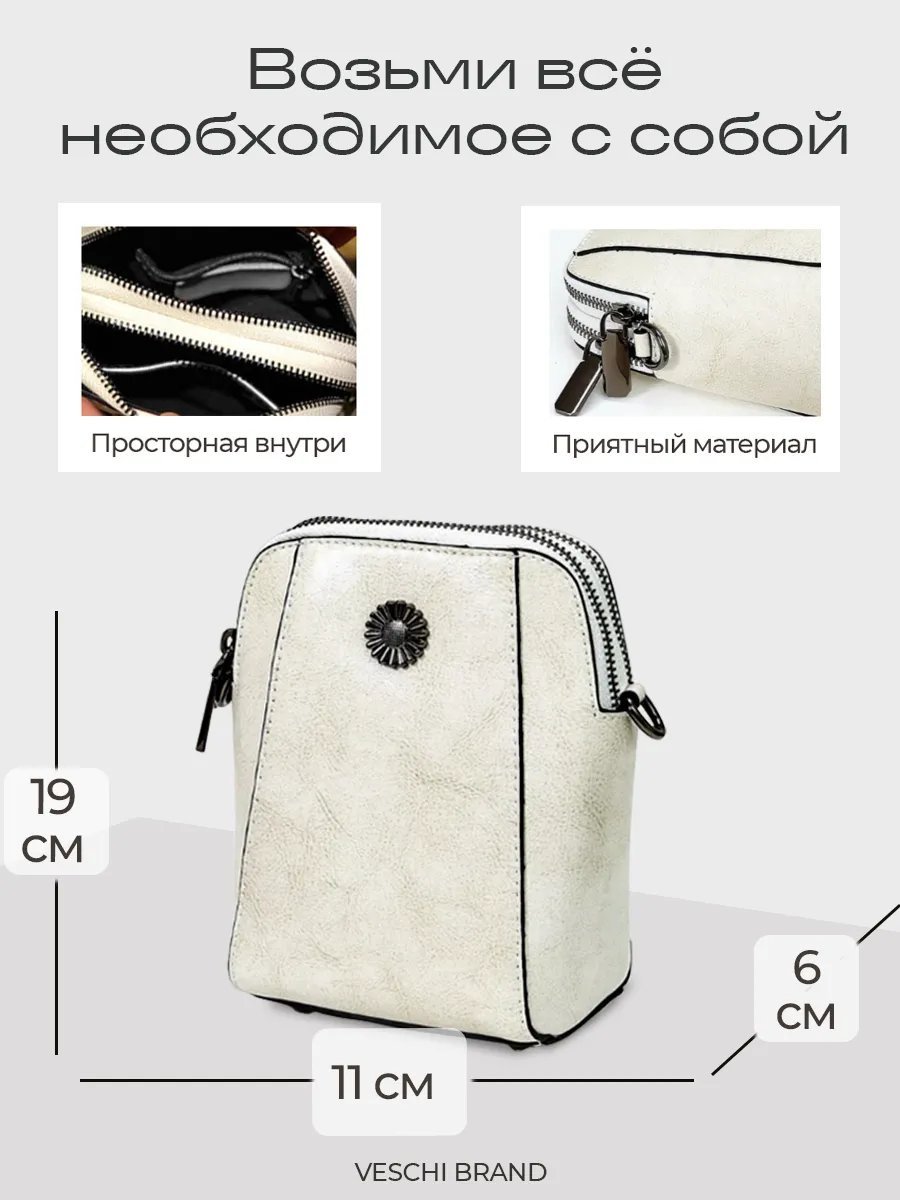 Мини-сумка VESCHI натуральная кожа голубой купить,NaN