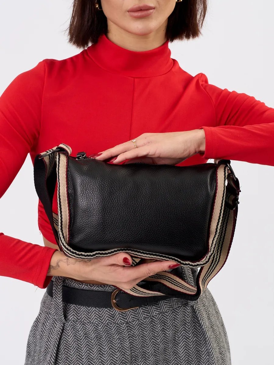 Сумка кросс-боди FashionLucha натуральная кожа черный купить,NaN