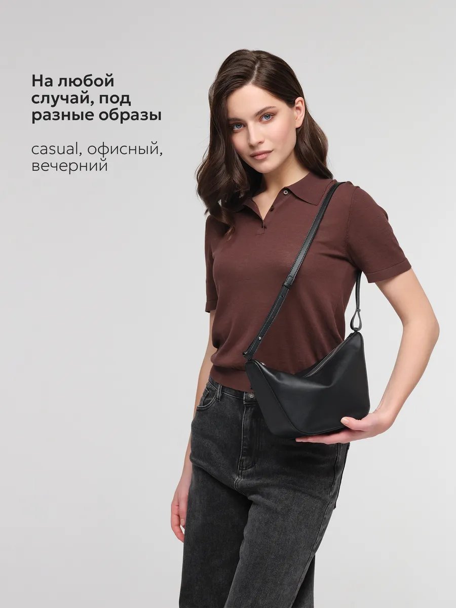 Мини-сумка JACK ARNO натуральная кожа черный купить,NaN