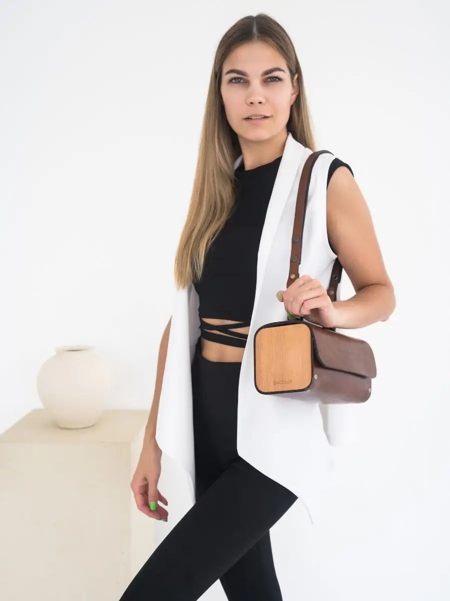 Сумка кросс-боди BECAUSE BAGS натуральная кожа коричневый купить,NaN