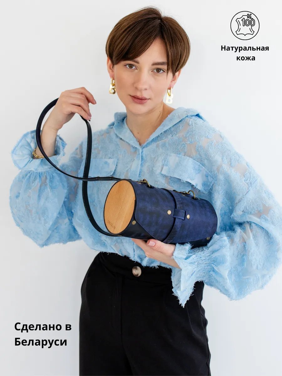Сумка кросс-боди BECAUSE BAGS натуральная кожа синий купить,NaN