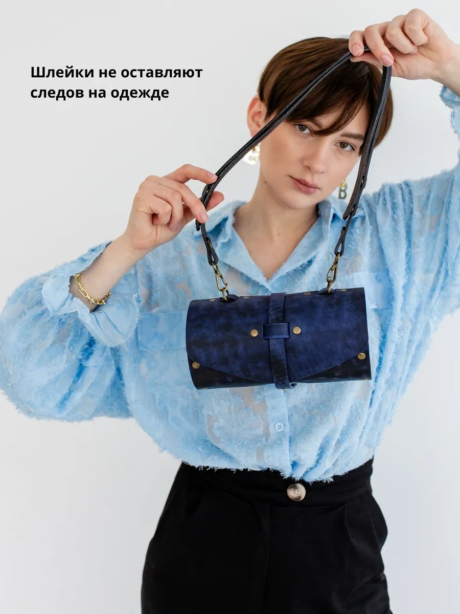Сумка кросс-боди BECAUSE BAGS натуральная кожа синий купить,NaN