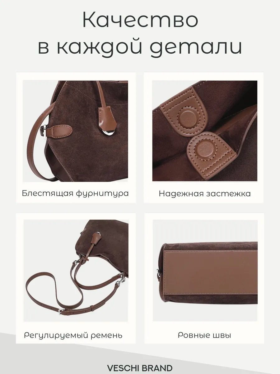 Мини-сумка VESCHI натуральная кожа коричневый купить,NaN