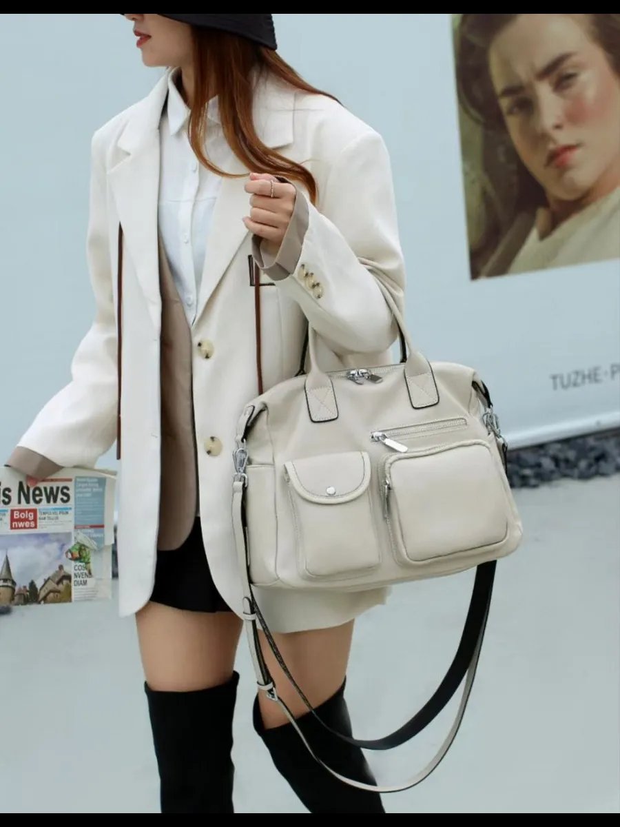Сумка багет A&U BAGS натуральная кожа бежевый