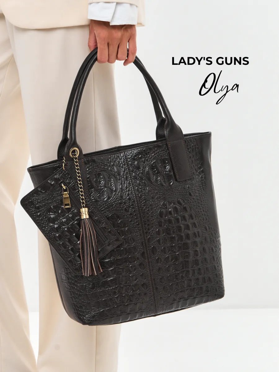 Сумка тоут Lady's Guns натуральная кожа коричневый