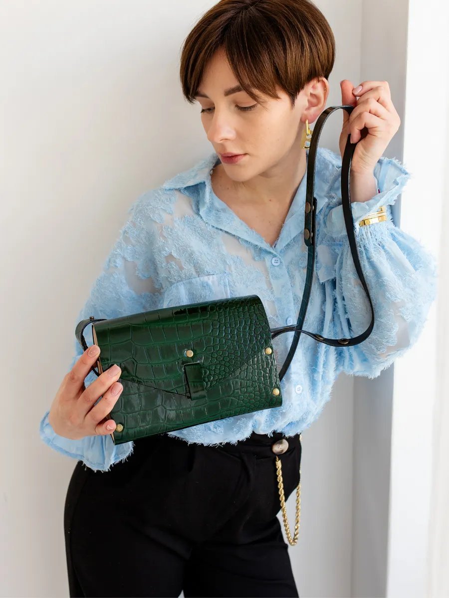 Сумка кросс-боди BECAUSE BAGS натуральная кожа зеленый