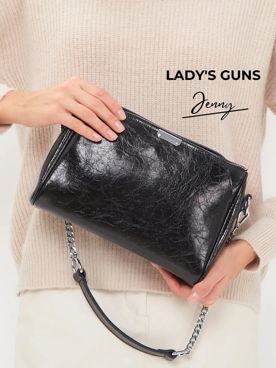 Сумка багет Lady's Guns натуральная кожа черный