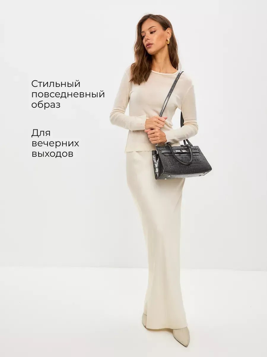 Сумка тоут Lady's Guns натуральная кожа серый