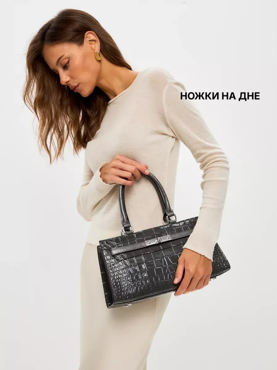 Сумка тоут Lady's Guns натуральная кожа серый