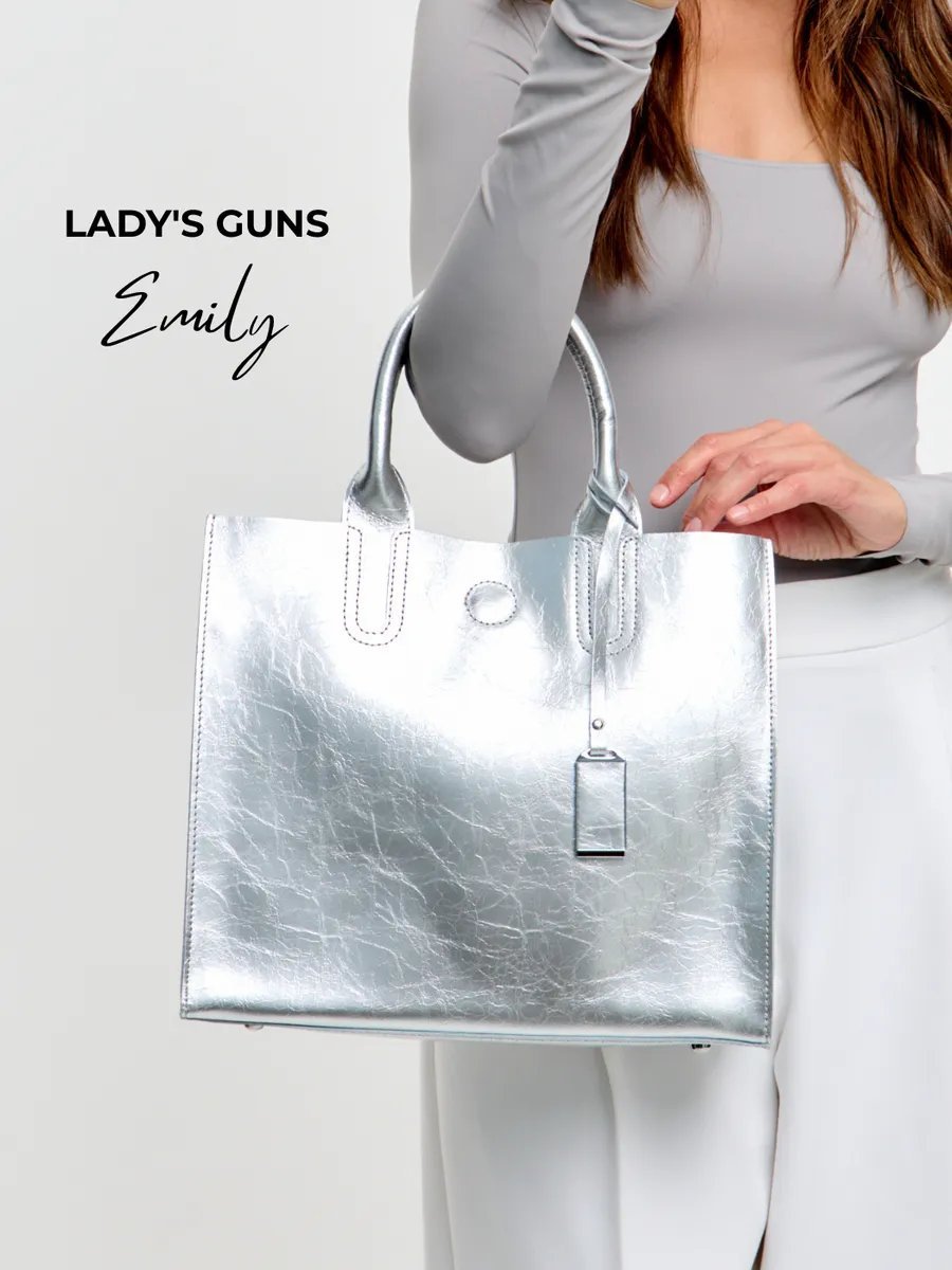 Сумка тоут Lady's Guns натуральная кожа серый