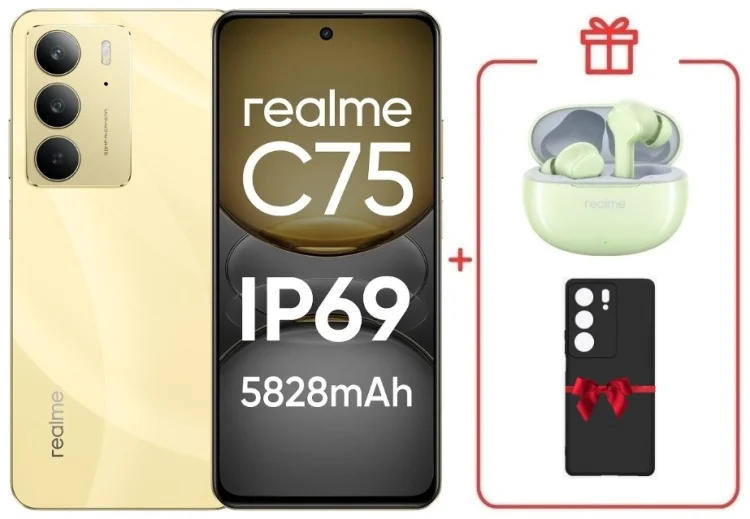 Смартфон Realme С75 8 ГБ/128 ГБ золотистый + подарок купить,NaN