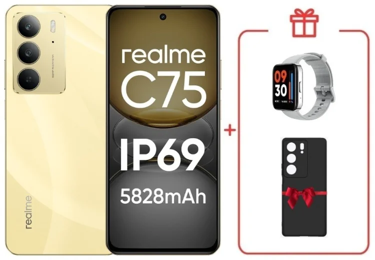 Смартфон Realme С75 8 ГБ/128 ГБ золотистый + подарок купить,NaN