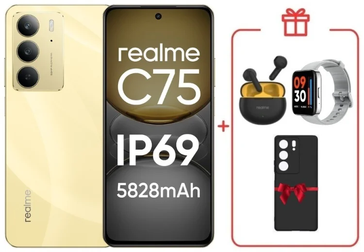 Смартфон Realme С75 8 ГБ/128 ГБ золотистый + подарок купить,NaN