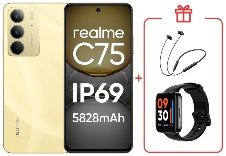 Смартфон Realme С75 8 ГБ/128 ГБ золотистый + подарок купить,NaN