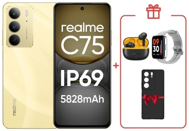 Смартфон Realme С75 8 ГБ/128 ГБ золотистый + подарок