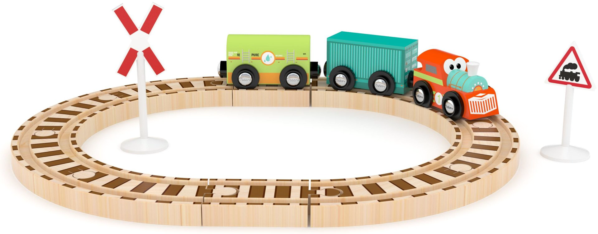 Железная дорога J'adore J'ADORE Набор деревянных машин Coco Cheri Train Set Grand Tube 3+ 833189, дерево, мультиколор