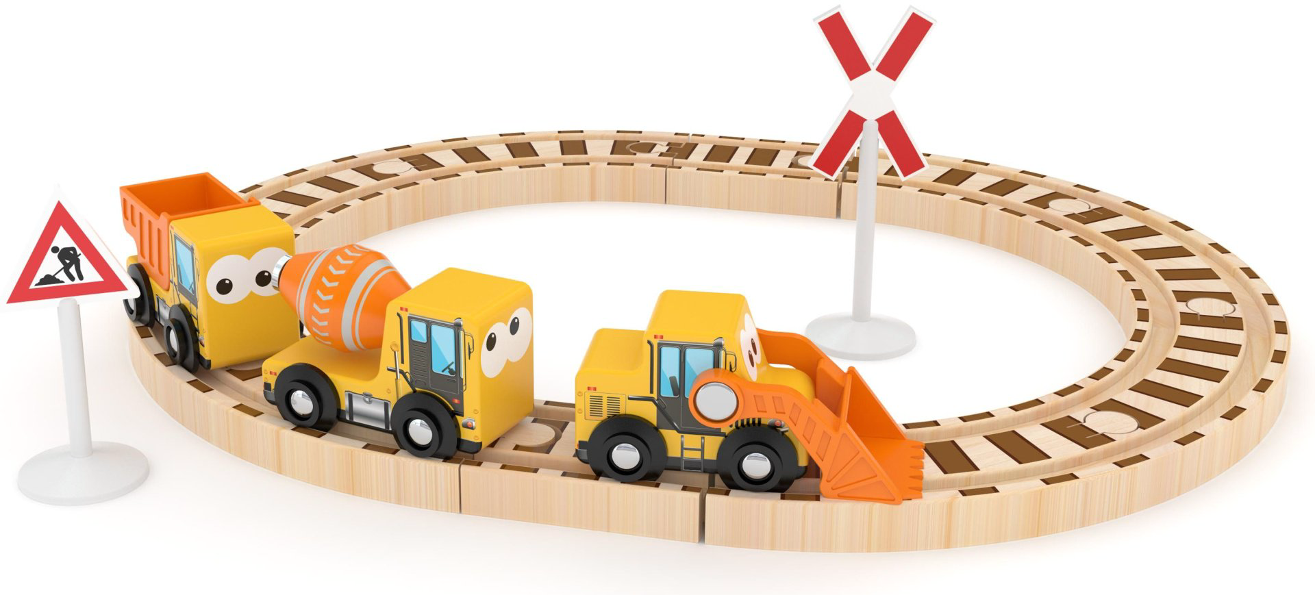 Железная дорога J'adore J'ADORE Набор деревянных машин Construction Squad Set 3+ 824008, дерево, мультиколор
