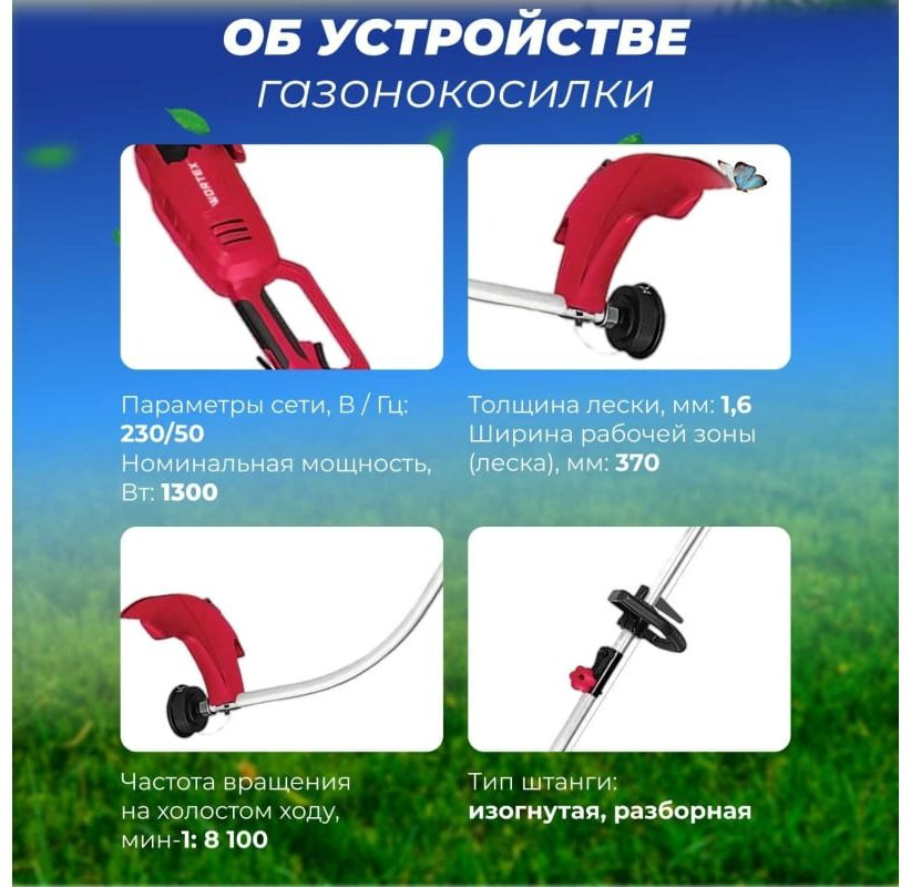 Триммер электрический WORTEX TE 3610-1 S 0318225, леска купить,NaN
