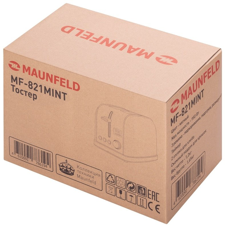 Тостер MAUNFELD MF-821MINT бирюзовый купить,34706