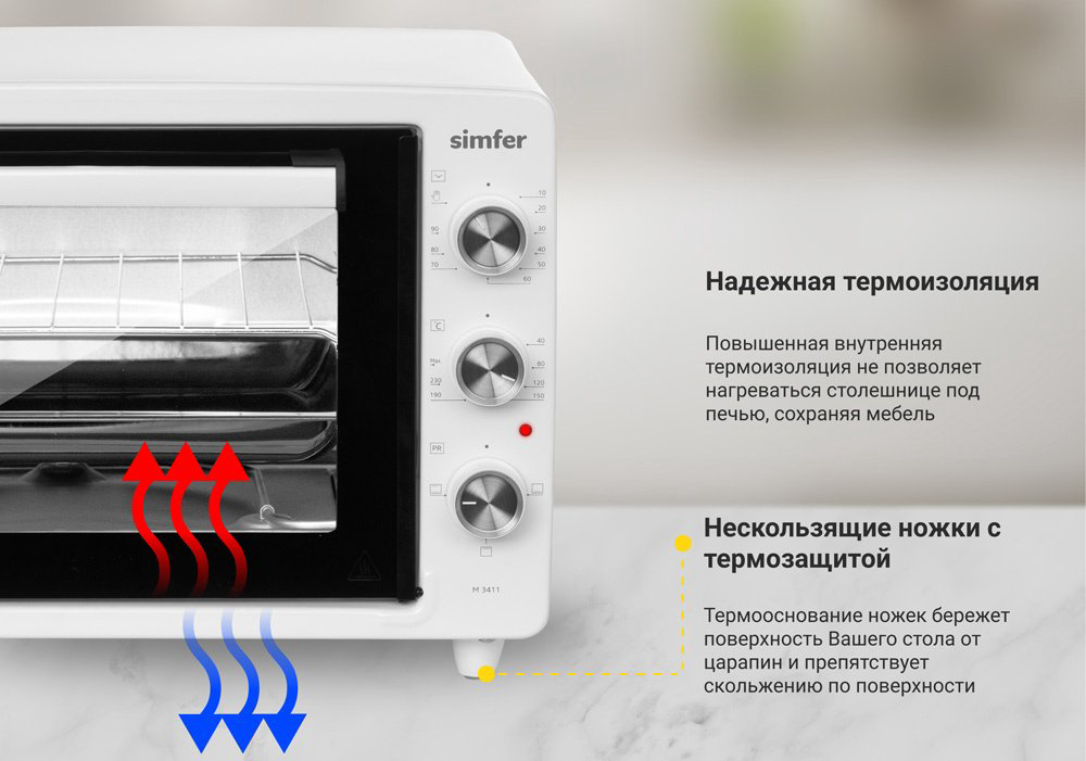 Настольная электропечь Simfer M3411 белый купить,NaN