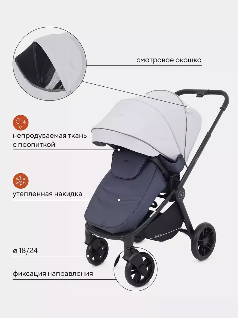 Коляска универсальная 3 в 1 RANT Basic Energy, серый - ForteMarket Коляска универсальная 3 в 1 RANT Basic Energy, серый купить,0