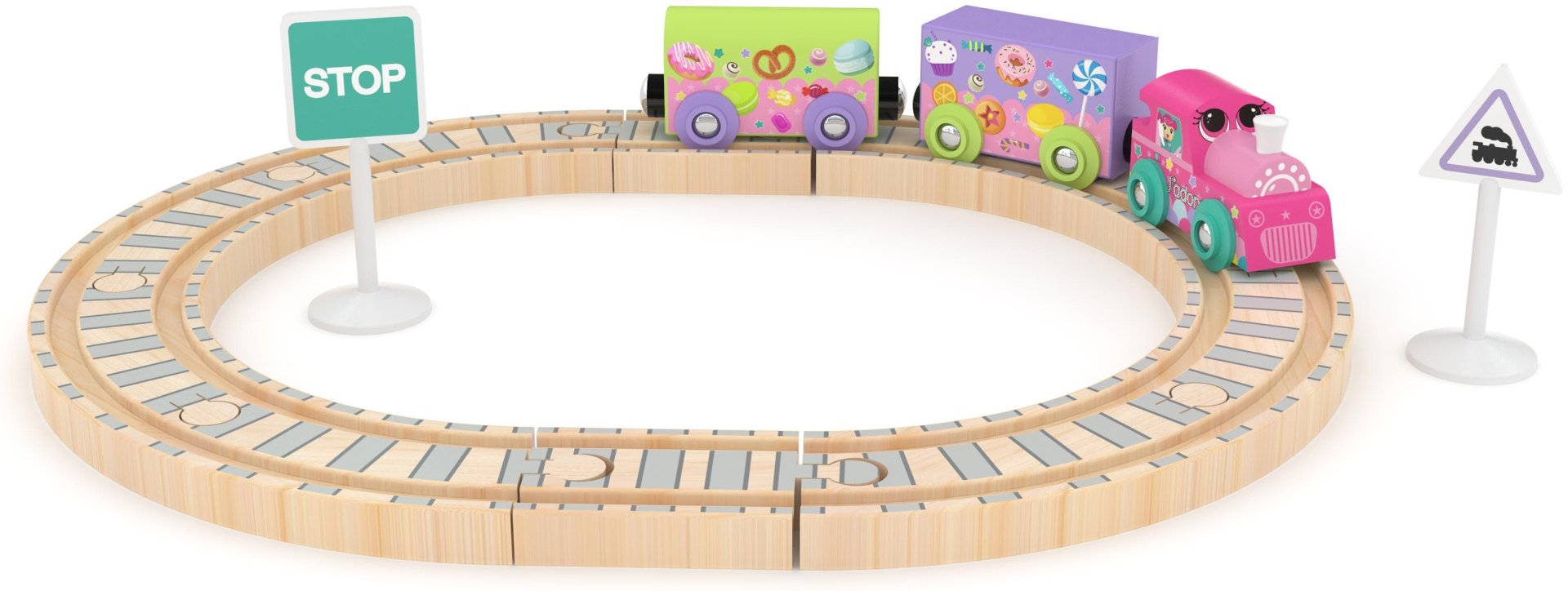 Железная дорога J&#39;adore J&#39;ADORE Набор деревянных машин Princess Train Set Grand Tube 3&#43; 832784, дерево, мультиколор