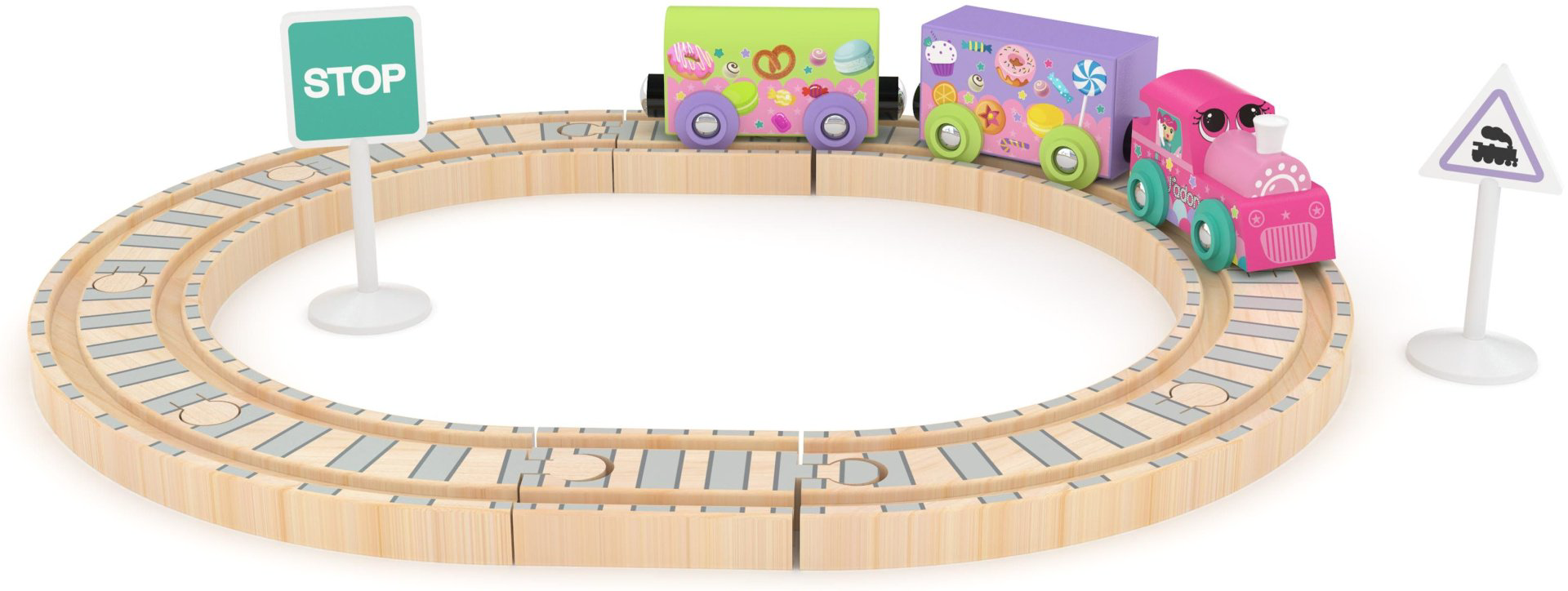 Железная дорога J'adore J'ADORE Набор деревянных машин Princess Train Set Grand Tube 3+ 832784, дерево, мультиколор