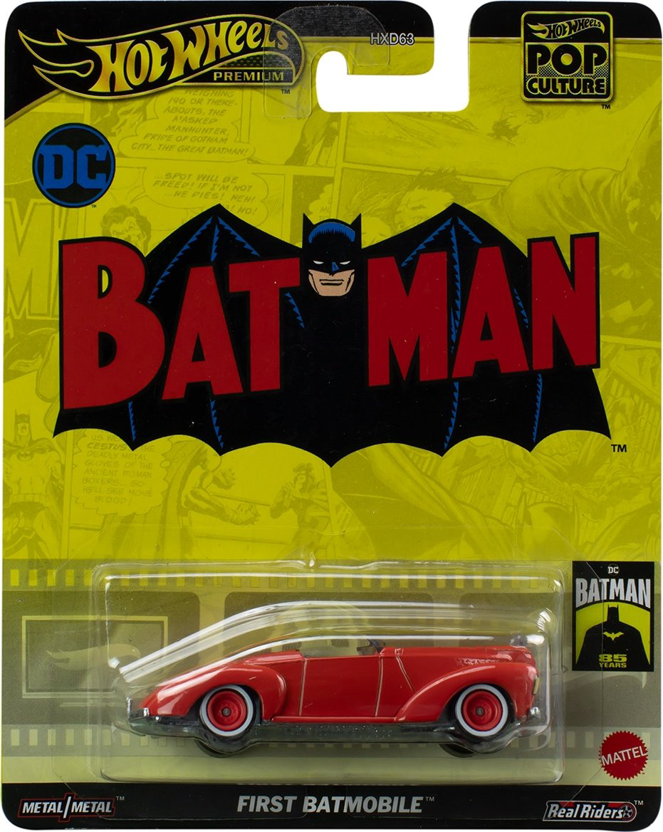 Легковая Hot Wheels Pop Culture - First Batmobile HXD63/HVJ40, металл, красный