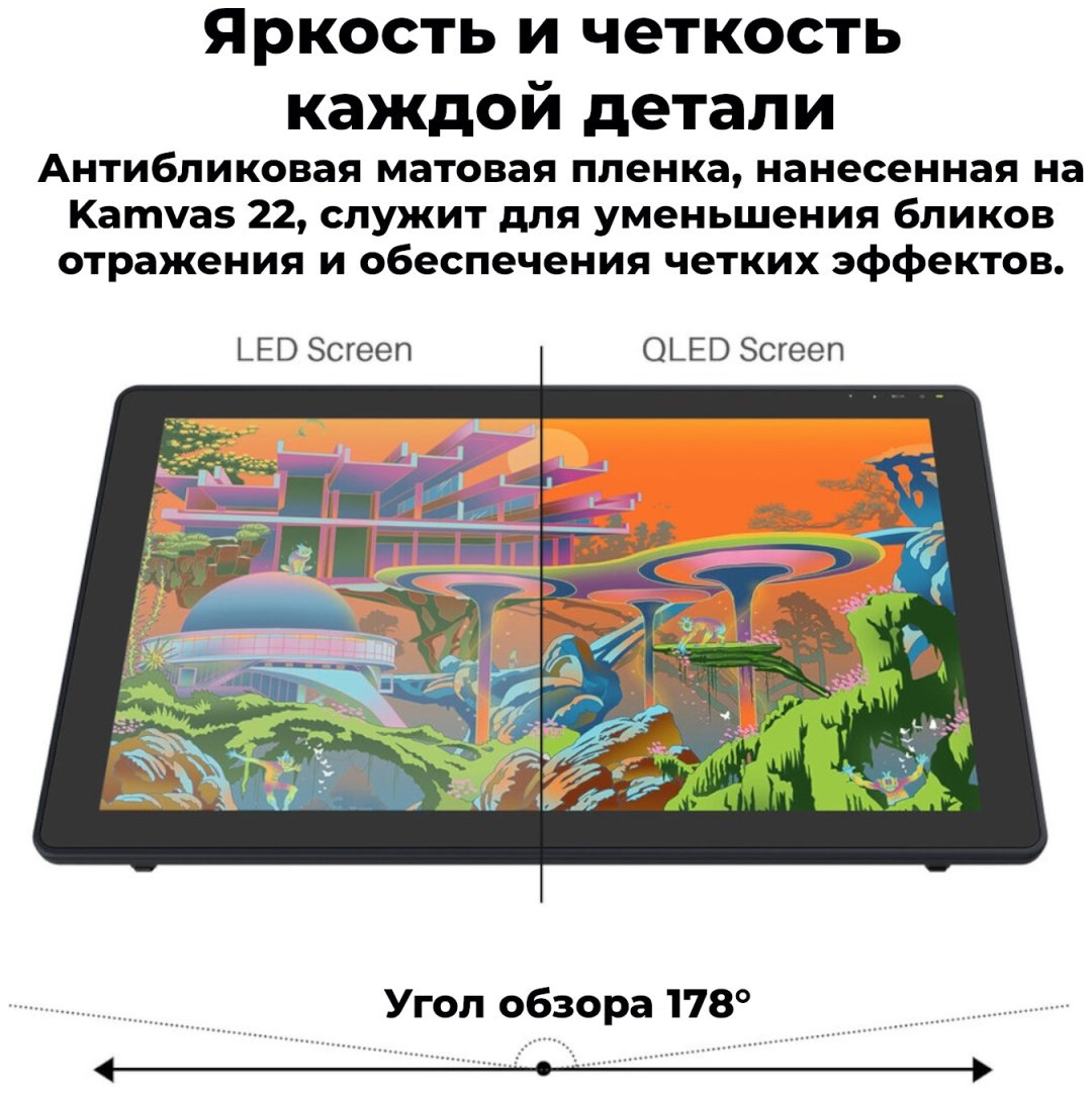 Графический планшет HUION Kamvas 22 черный - ForteMarket Графический планшет HUION Kamvas 22 черный купить,0