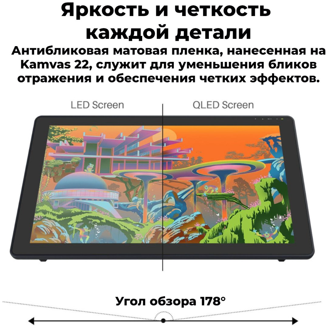 Графический планшет HUION Kamvas 22 черный - ForteMarket Графический планшет HUION Kamvas 22 черный купить,259866