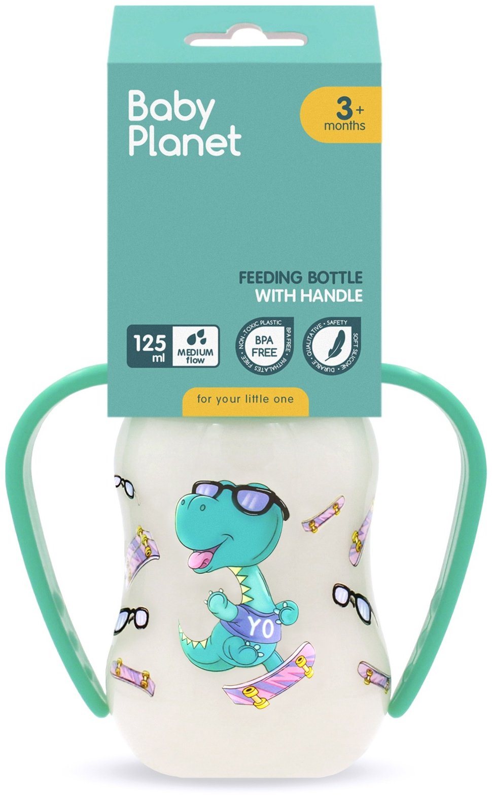 Бутылочка Baby Planet 8427/4 125 мл зеленый - ForteMarket Бутылочка Baby Planet 8427/4 125 мл зеленый купить,0