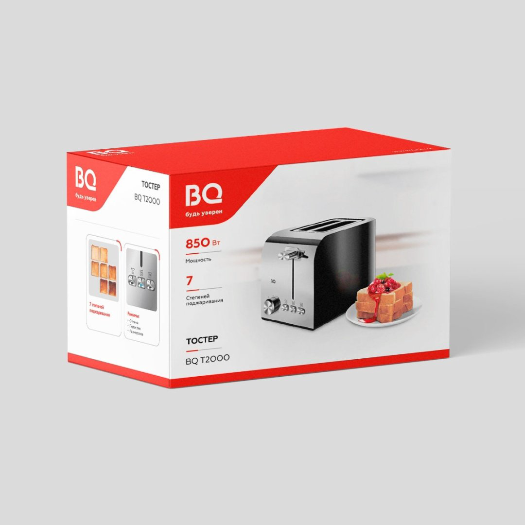 Тостер BQ T2000 стальной, черный купить,NaN