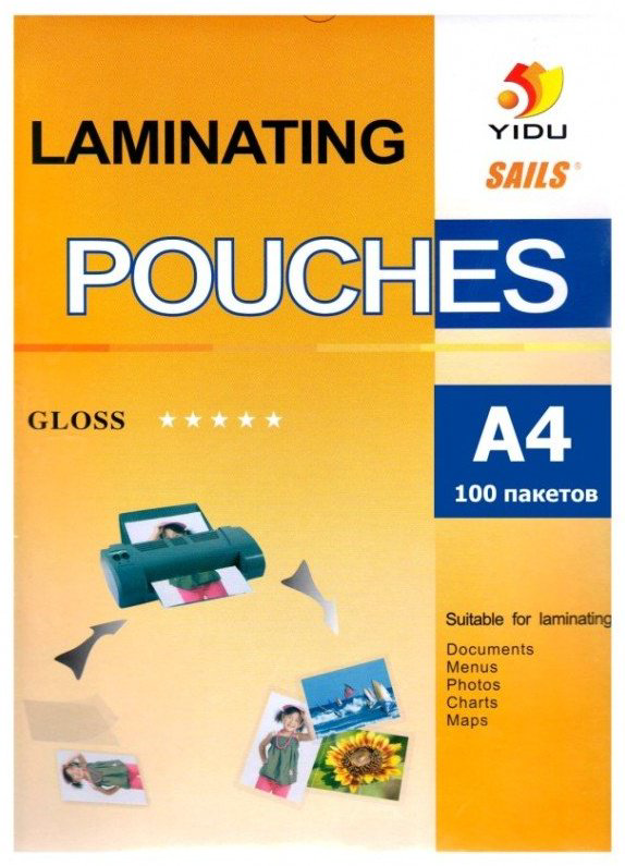 Пакетная пленка YIDU A4/100/200MK , 100 шт, прозрачный