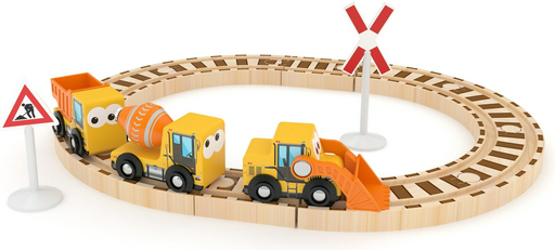 Железная дорога J'adore J'ADORE Набор деревянных машин Construction Squad Set 3+ 824008, дерево, мультиколор