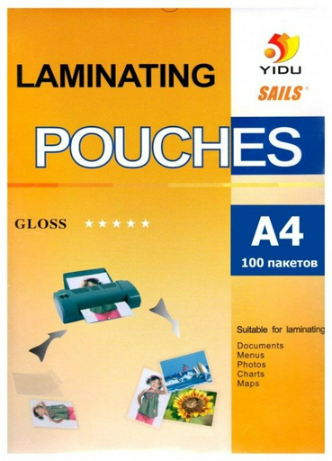 Пакетная пленка YIDU A4/100/200MK , 100 шт, прозрачный
