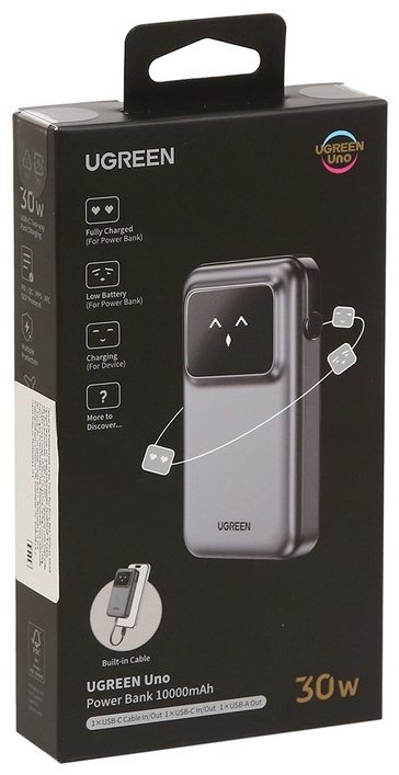 Внешний аккумулятор Ugreen PB511 10000 мАч серый купить,0