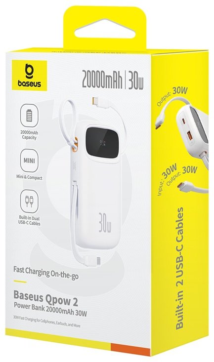 Внешний аккумулятор Baseus QPow2 20000 мАч белый - ForteMarket Внешний аккумулятор Baseus QPow2 20000 мАч белый купить,0
