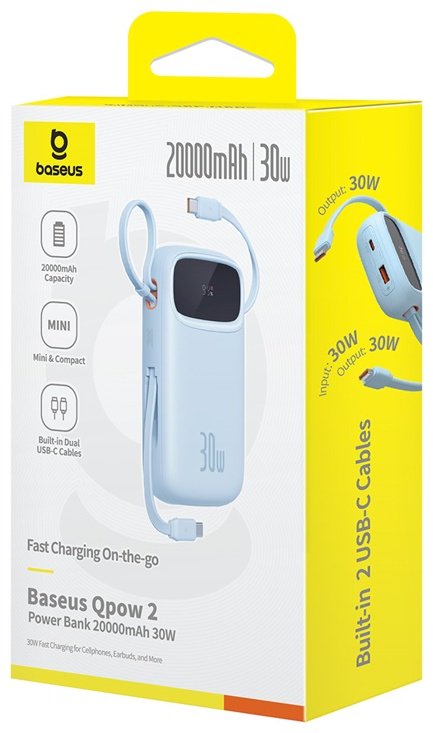Внешний аккумулятор Baseus QPow2 20000 мАч голубой - ForteMarket Внешний аккумулятор Baseus QPow2 20000 мАч голубой купить,0