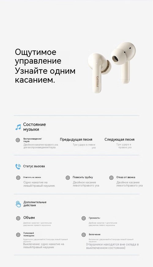 Наушники Philips TAT1320 белый