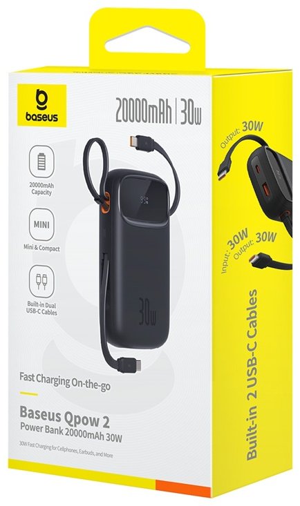 Внешний аккумулятор Baseus QPow2 20000 мАч черный - ForteMarket Внешний аккумулятор Baseus QPow2 20000 мАч черный купить,0