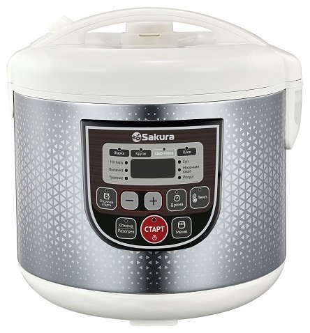 Мультиварка Sakura SA-7753W белый, серебристый