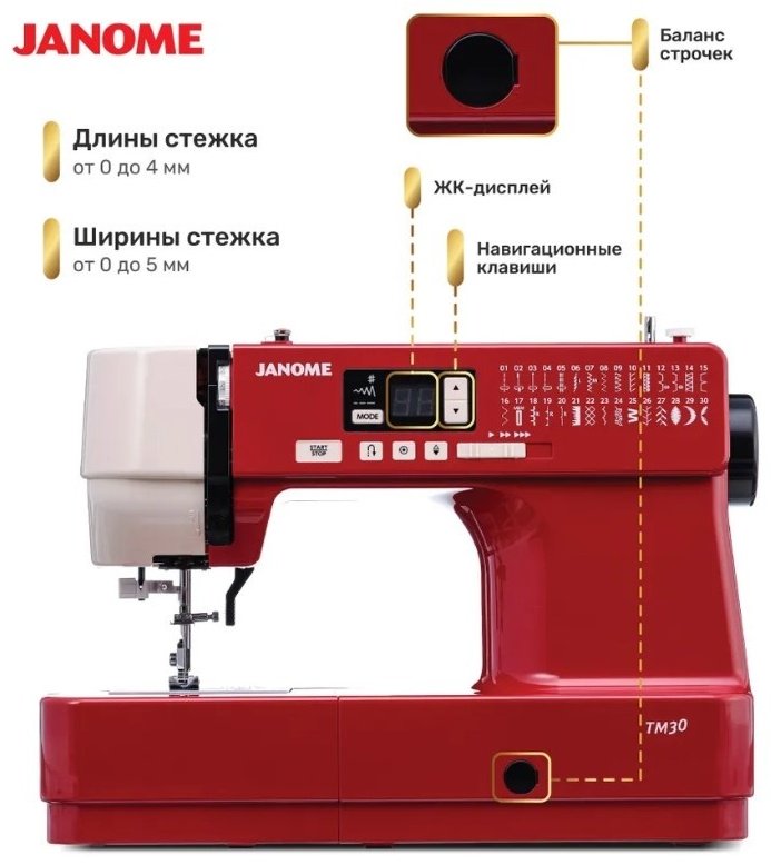 Швейная машина Janome TM30 бордовый купить,NaN