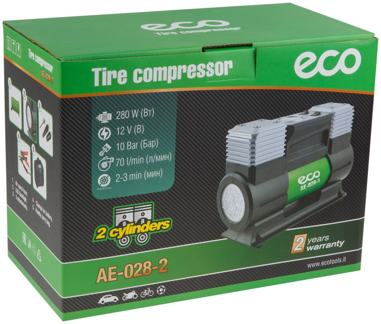 Автокомпрессор ECO поршневый AE-028-2 купить,NaN
