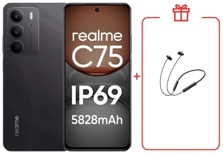Смартфон Realme С75 8 ГБ/128 ГБ черный + подарок купить,NaN