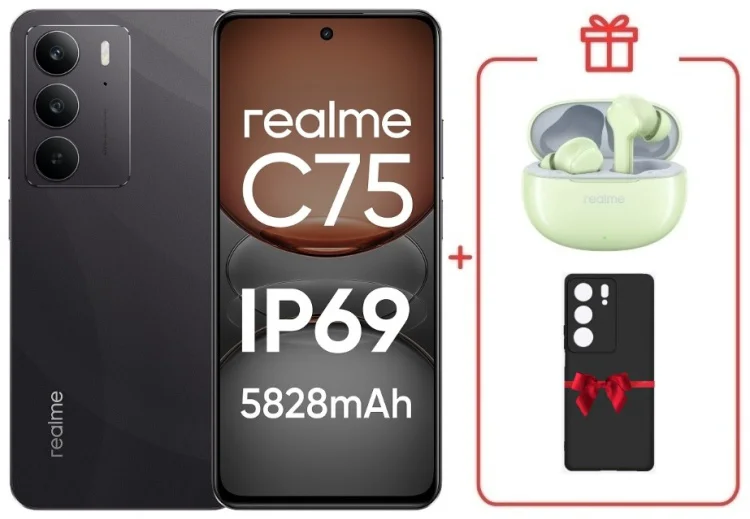 Смартфон Realme С75 8 ГБ/128 ГБ черный + подарок купить,NaN