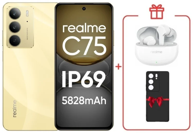 Смартфон Realme С75 8 ГБ/256 ГБ золотистый + подарок купить,NaN