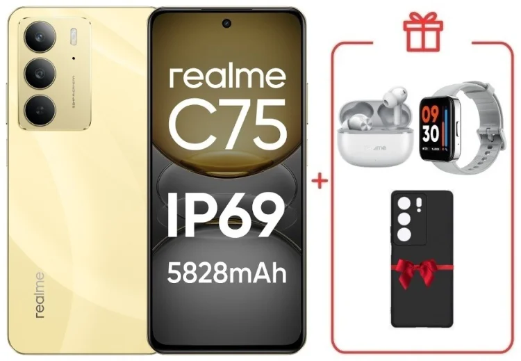 Смартфон Realme С75 8 ГБ/256 ГБ золотистый + подарок купить,NaN