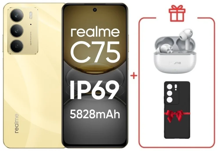 Смартфон Realme С75 8 ГБ/256 ГБ золотистый + подарок купить,NaN